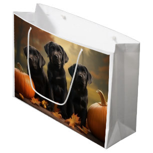Labrador Puppy Autumn Delight Pumpkin Large Gift Bag