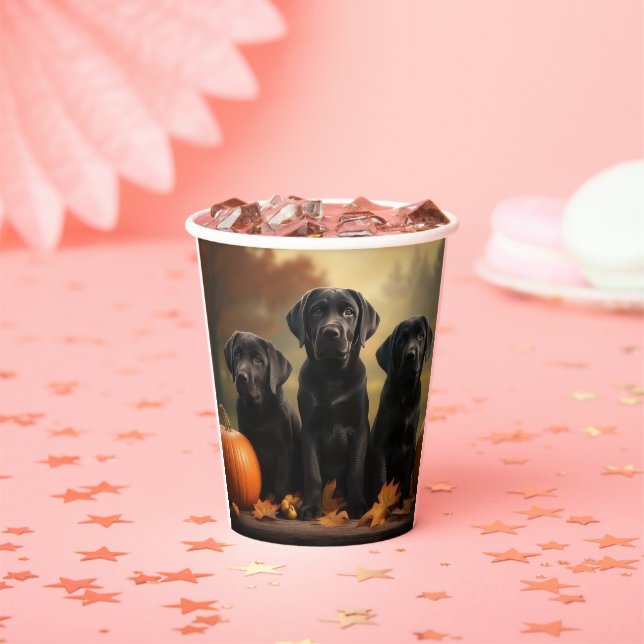 Labrador Puppy Autumn Delight Pumpkin  Paper Cups (Insitu)