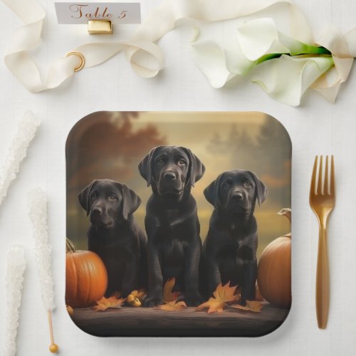 Labrador Puppy Autumn Delight Pumpkin  Paper Plates