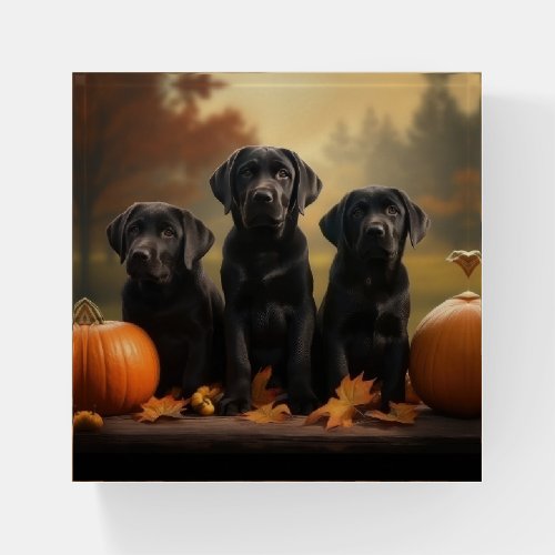 Labrador Puppy Autumn Delight Pumpkin  Paperweight