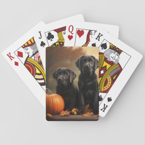 Labrador Puppy Autumn Delight Pumpkin  Playing Cards