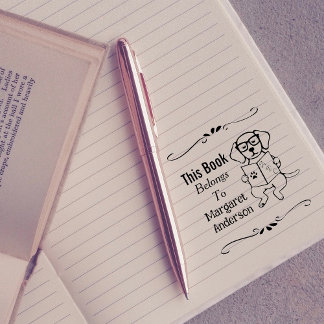 Labrador Puppy, Belongs to, Library, Book Label  Self-inking Stamp