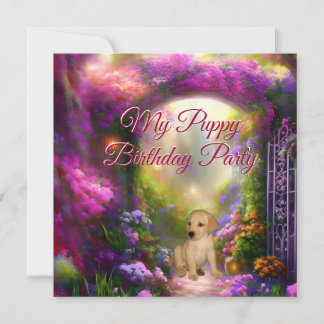 Labrador Puppy Birthday Party Secret Garden Invitation