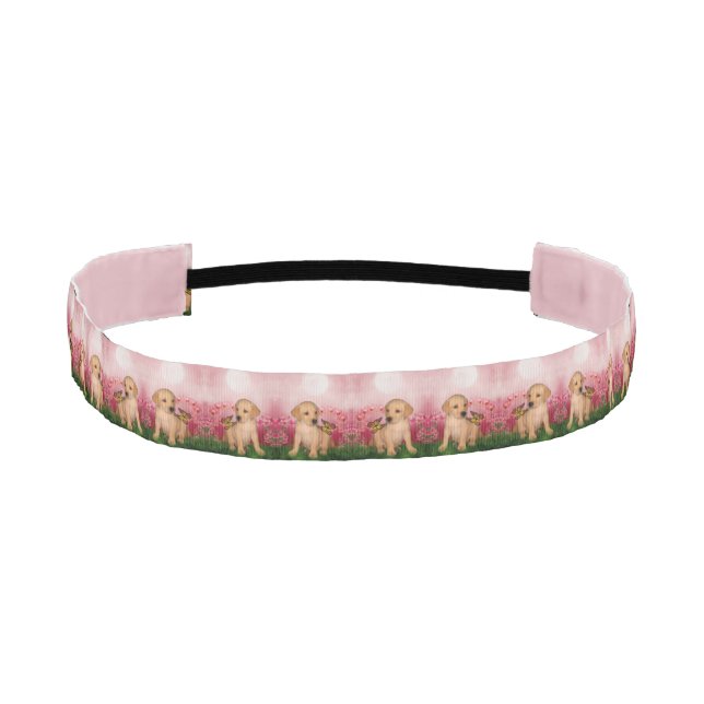 Labrador Puppy Butterfly Dog Art  Athletic Headband (Front)
