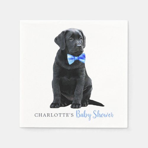 Labrador Puppy Dog Blue Boy Baby Shower Napkins