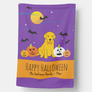 Labrador Puppy Dog Halloween Pumpkins Garden Flag