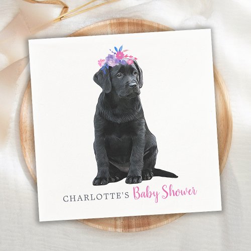 Labrador Puppy Dog Pink Girl Baby Shower Napkins