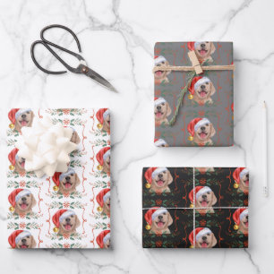 Labrador Puppy Dog Santa Christmas Wrapping Paper Sheets