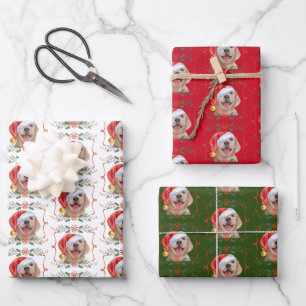 Labrador Puppy Dog Santa Christmas Wrapping Paper Sheets