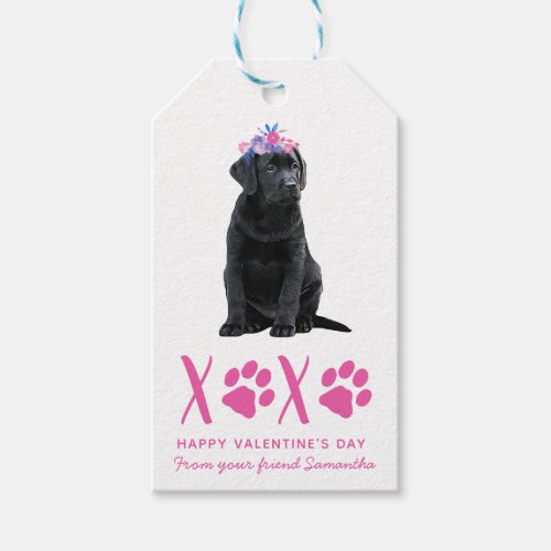 Labrador Puppy Dog XOXO Kids Valentines Day Gift Tags