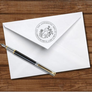 Labrador, Puppy, Flowers, Circle, Return Address Self-inking Stamp