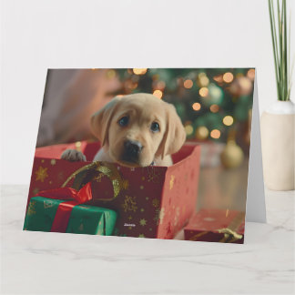 Labrador Puppy Gift Box Christmas Card