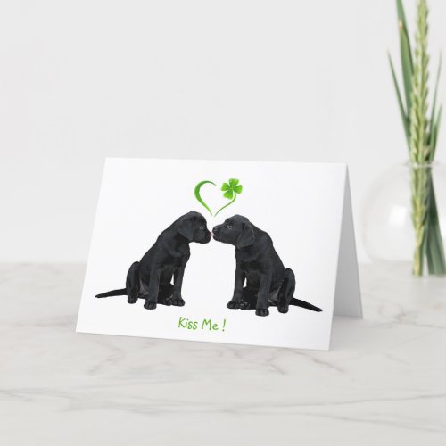 Labrador Puppy Kiss Me StPatricks Day Holiday Card