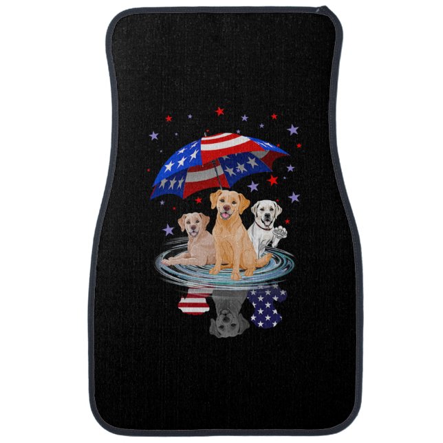 Labrador Retriever American Flag Shadow Car Floor Mat (Front)