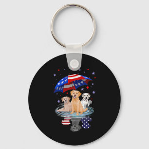 Labrador Retriever American Flag Shadow Keychain