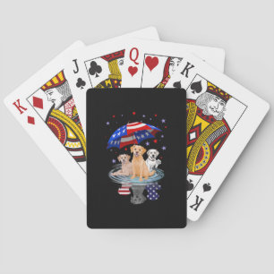 Labrador Retriever American Flag Shadow Poker Cards
