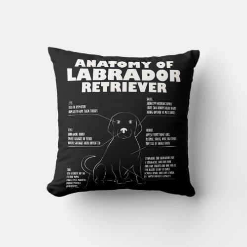 Labrador Retriever Anatomy Funny Dog owner Gift Throw Pillow