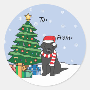 Labrador Retriever and Christmas Tree Classic Round Sticker
