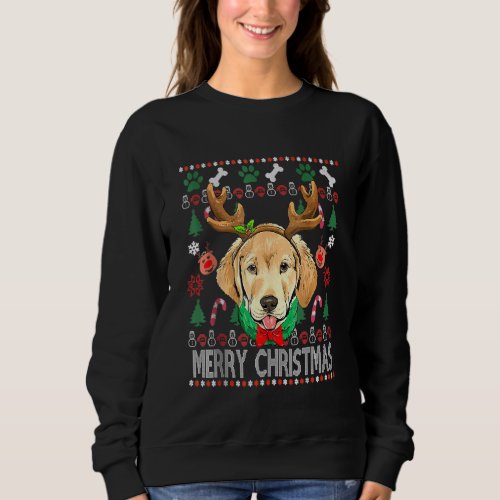 Labrador Retriever Antlers Christmas Ugly Christma Sweatshirt