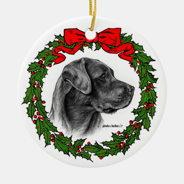 Labrador Retriever Art by Glenda S. Harlan Ceramic Ornament (Front)