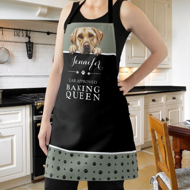 Labrador Retriever Baking Queen Sage Green Custom  Apron (Creator Uploaded)