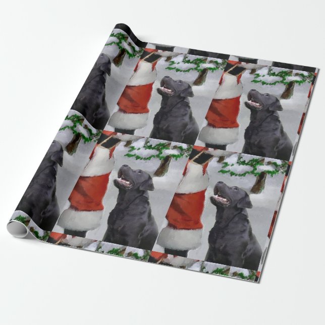 Labrador Retriever Believe Christmas Wrapping Paper (Unrolled)