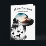 Labrador Retriever Birthday For Husband Card<br><div class="desc">Double exposure of a Labrador Retriever profile silhouette with ducks and a mountain scene isolated on a white background.
The text is editable.</div>