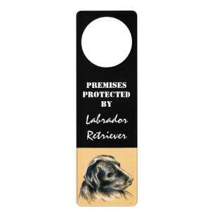 Labrador Retriever - Black Dog Pastel Drawing Door Hanger