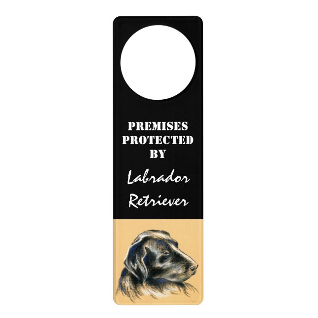 Labrador Retriever - Black Dog Pastel Drawing Door Hanger (Front)