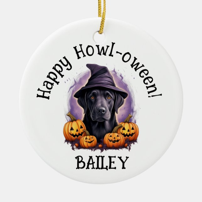 Labrador Retriever Black Lab Dog Halloween  Ceramic Ornament (Front)