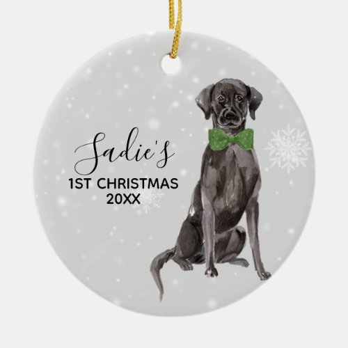 Labrador Retriever Black Lab Holiday Christmas Ceramic Ornament