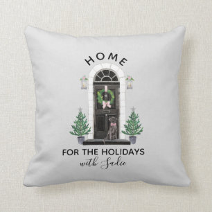 Labrador Retriever Black Lab Home for the Holidays Throw Pillow
