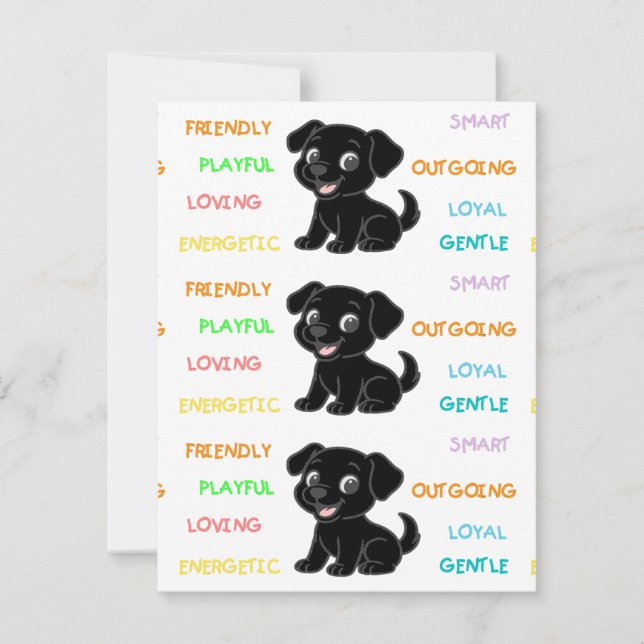 Labrador Retriever Black Lab Traits Note Card (Front)