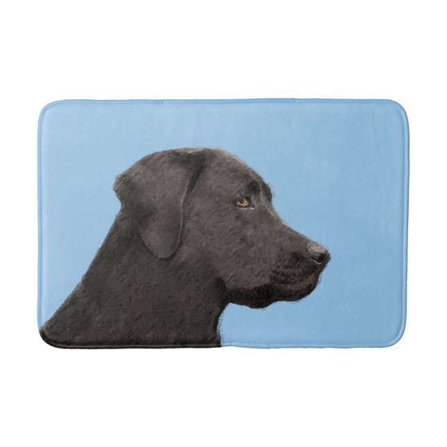 Labrador Retriever Black Painting Original Dog Art Bathroom Mat (Front)