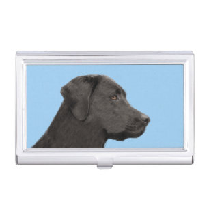 Labrador Retriever Black Painting Original Dog Art Business Card Holder
