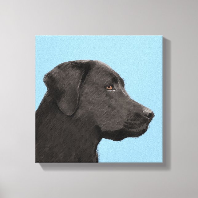 Labrador Retriever Black Painting Original Dog Art Canvas Print (Front)