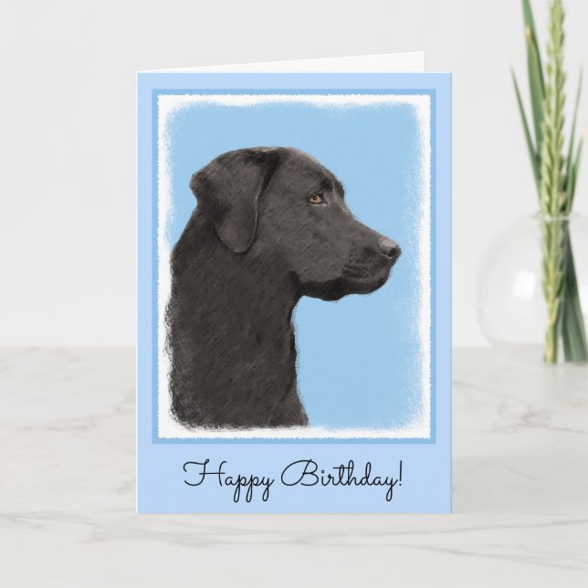 Labrador Retriever Black Painting Original Dog Art Card (Front)