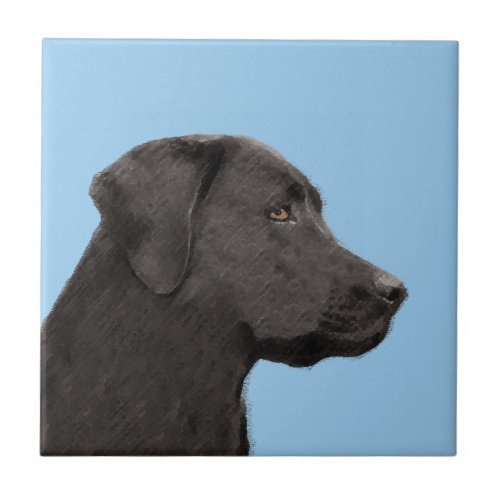Labrador Retriever Black Painting Original Dog Art Ceramic Tile