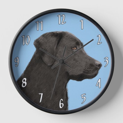 Labrador Retriever Black Painting Original Dog Art Clock
