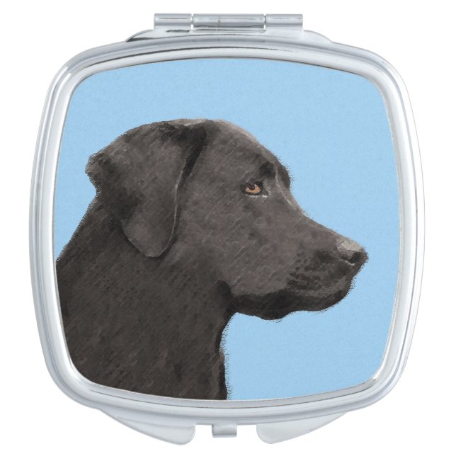 Labrador Retriever Black Painting Original Dog Art Compact Mirror (Front)