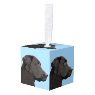 Labrador Retriever Black Painting Original Dog Art Cube Ornament
