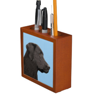 Labrador Retriever Black Painting Original Dog Art Desk Organizer