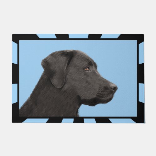 Labrador Retriever Black Painting Original Dog Art Doormat