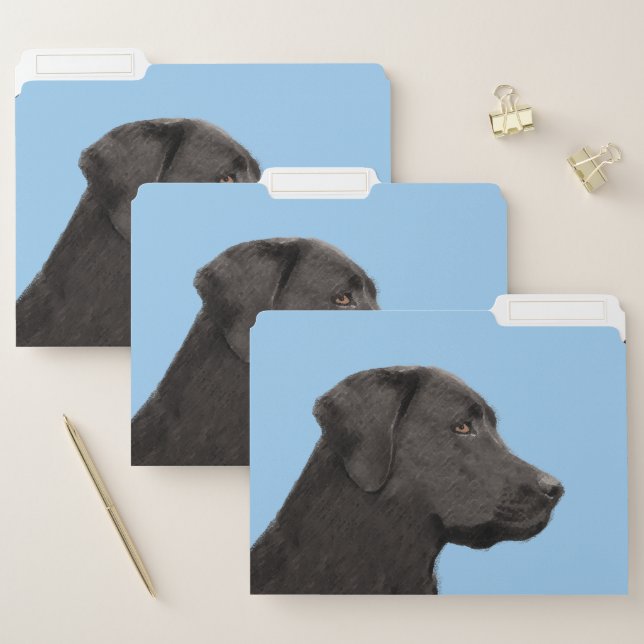 Labrador Retriever Black Painting Original Dog Art File Folder (Set)