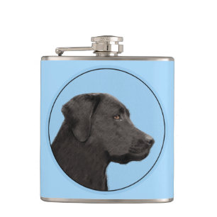 Labrador Retriever Black Painting Original Dog Art Flask