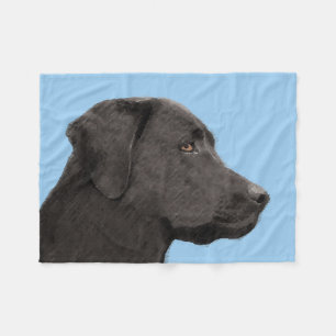 Labrador Retriever Black Painting Original Dog Art Fleece Blanket