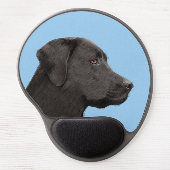 Labrador Retriever Black Painting Original Dog Art Gel Mouse Pad (Front)