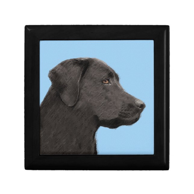 Labrador Retriever Black Painting Original Dog Art Gift Box (Front)