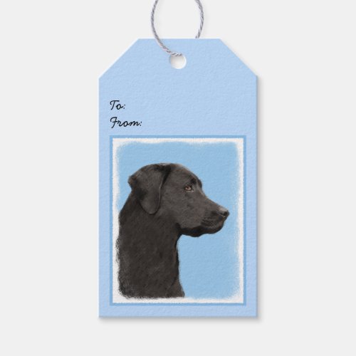 Labrador Retriever Black Painting Original Dog Art Gift Tags