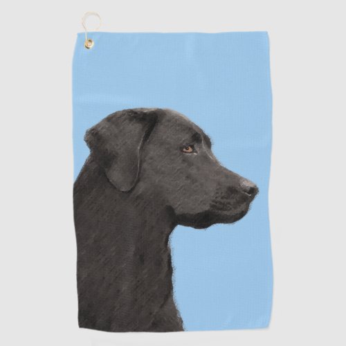 Labrador Retriever Black Painting Original Dog Art Golf Towel